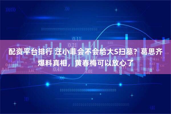 配资平台排行 汪小菲会不会给大S扫墓？葛思齐爆料真相，黄春梅可以放心了